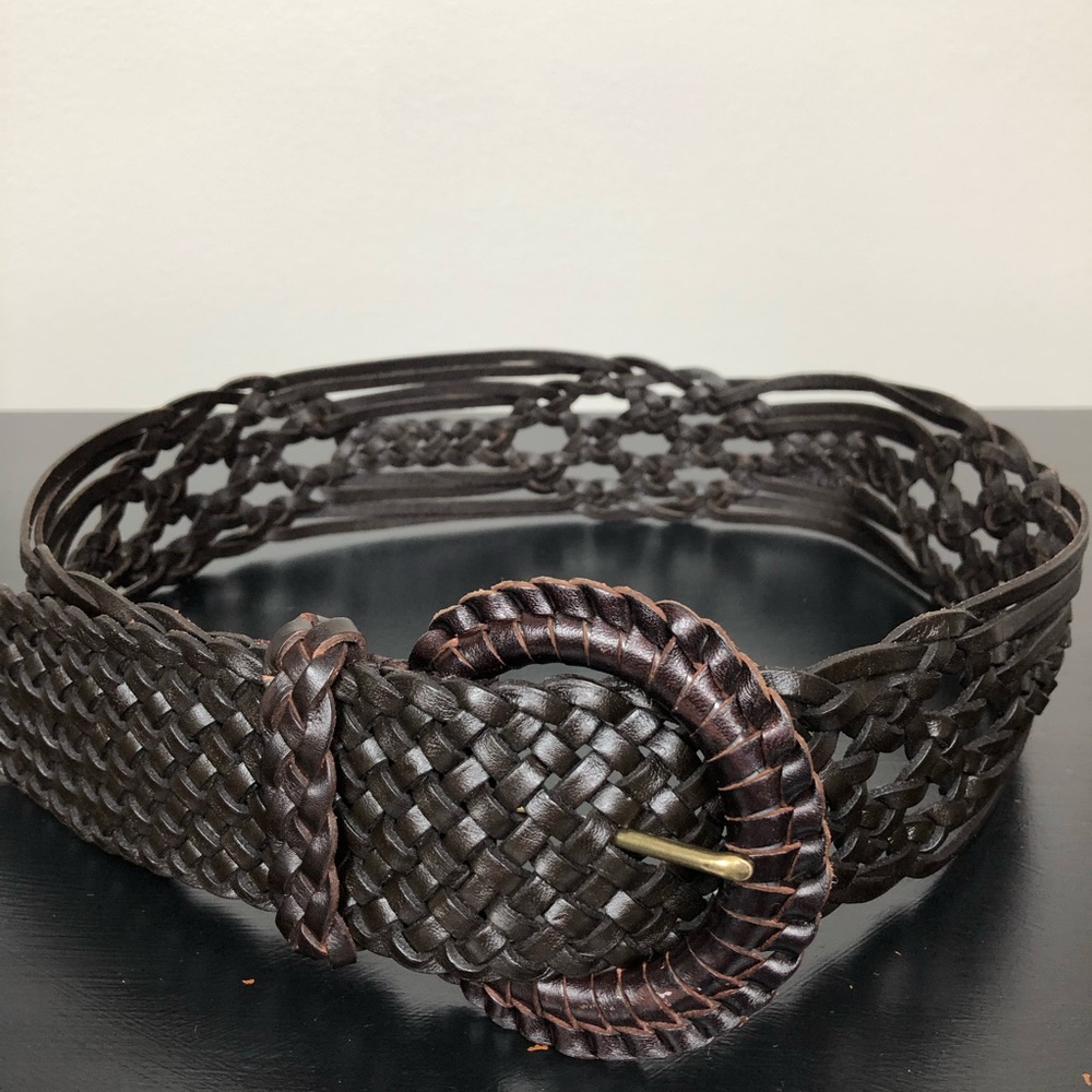 Boho Chic | Wide Braided Woven Leather Belt XS K06